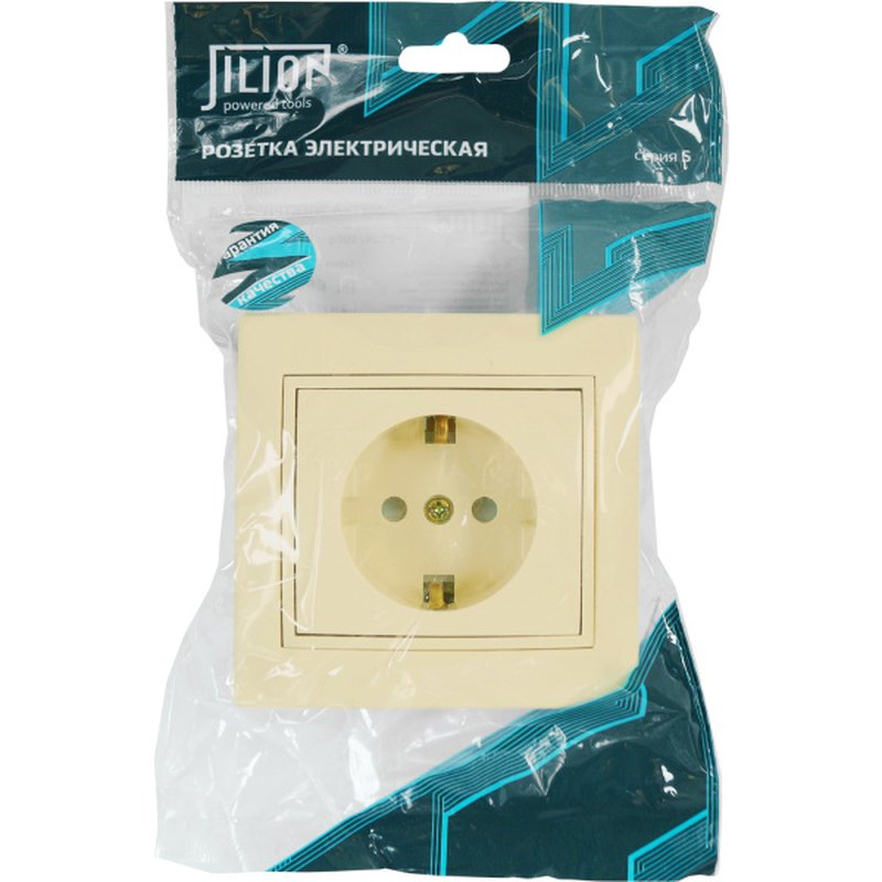 Розетка 1 гнездо (с/з, с/ш) С/У. бежевый Jilion 9533165