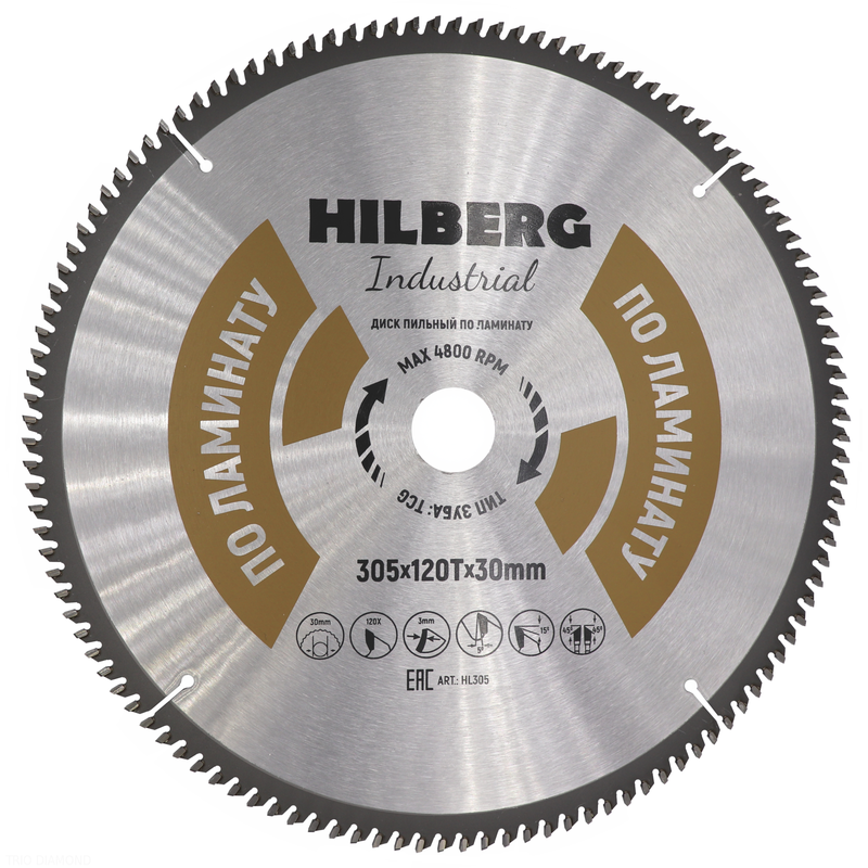 Диск пильный Hilberg Industrial Ламинат 305*30*120Т Hilberg HL305