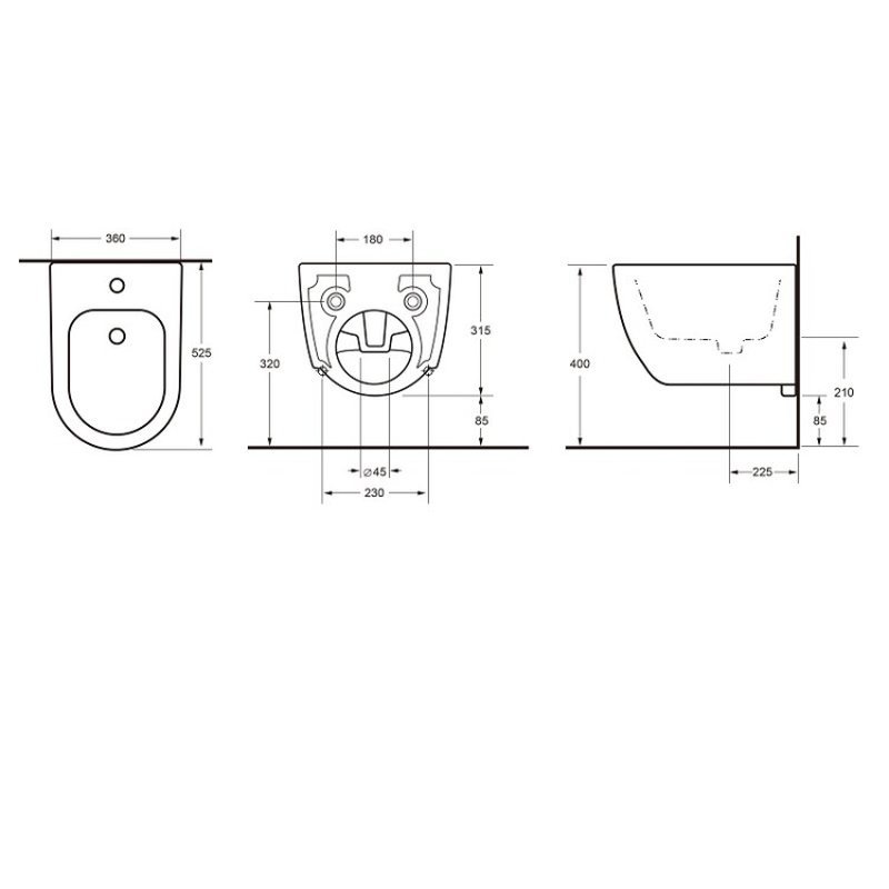 Биде, Splendy, Pride, подвесной, шгв 360*525*315, Crystal glaze, цвет-белый