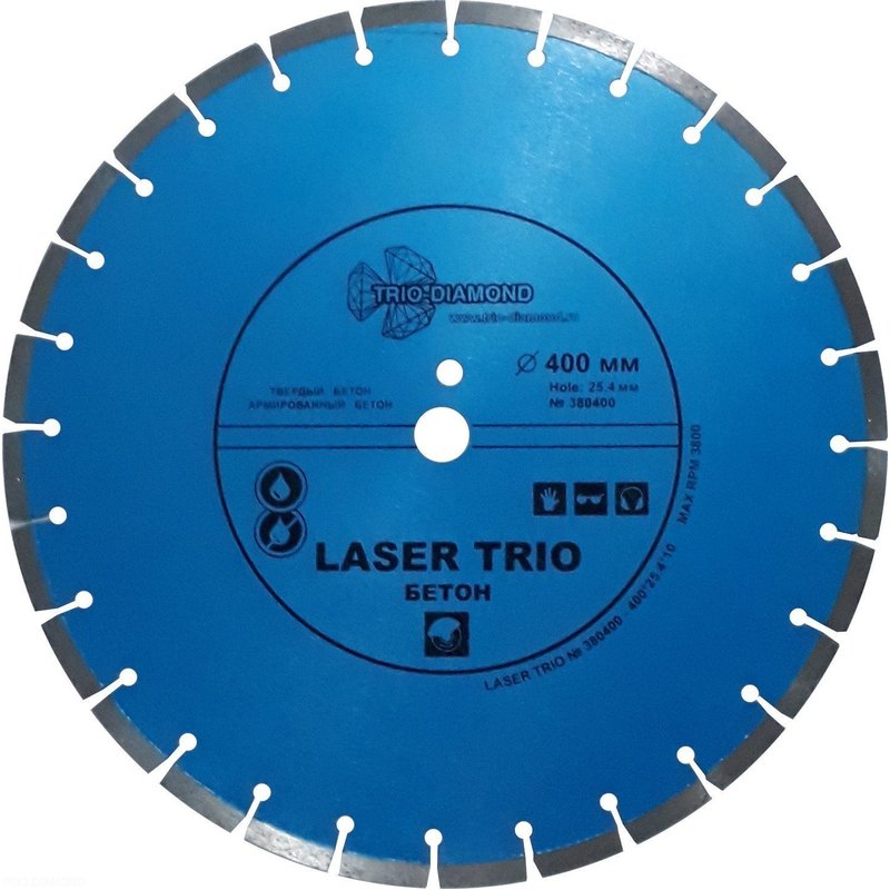 Диск алмазный отрезной 400*25,4*12 Trio Diamond Лазер бетон Trio-Diamond 380400