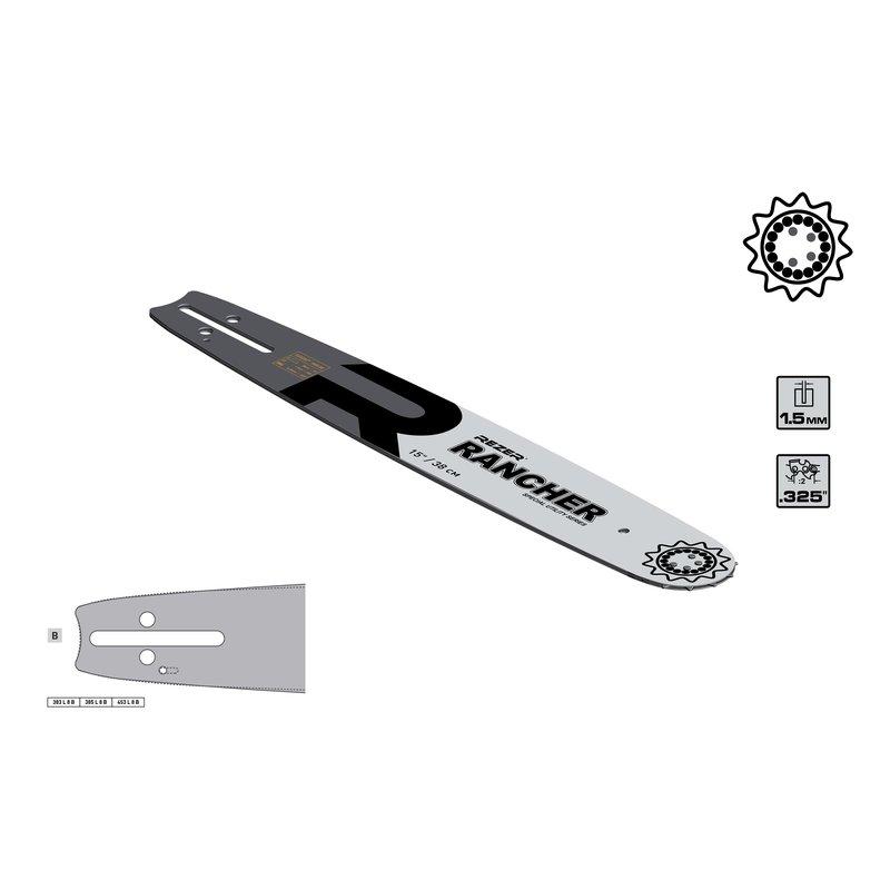 Шина направляющая сварная Rancher 385 L 8 B Rezer 04.001.00010