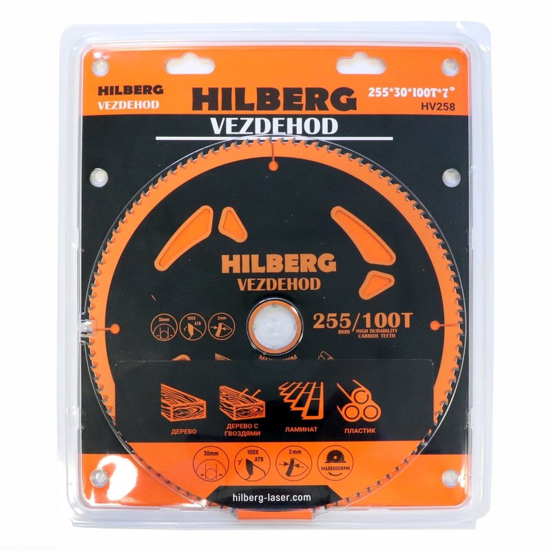 Пильный диск Hilberg Vezdehod 255 мм 30/100T (HV258)