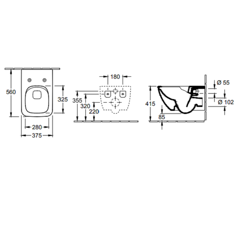 Унитаз, Villeroy&Boch, Venticello, подвесной, шгв 375*560*330, CeramicPlus, цвет-альпийский белый