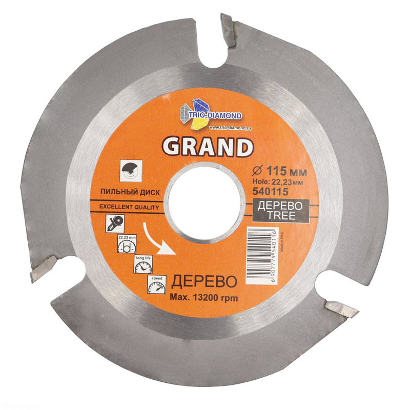 Диск пильный для УШМ 115*22,23*3T Trio-Diamond 540115