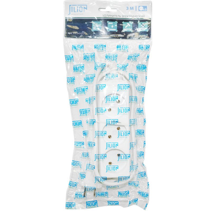 Удлинитель U-3g-3m с 3 евророзетками (б/з) 3м Jilion 9534127