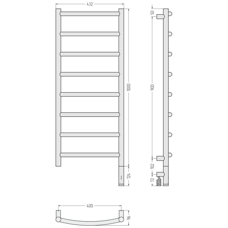 Полотенцесушитель, , Галант 3.1, шгв 432*96*1123, нижнее справа, МЭМ, цвет-золотой шёлк Сунержа 32-6001-1040