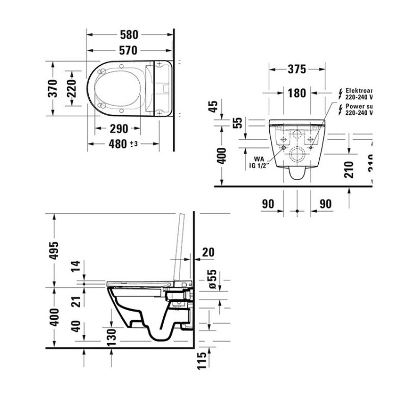 Сиденье для унитаза с функцией биде, Duravit, SensoWash® D-Neo, шг 375*495, белый