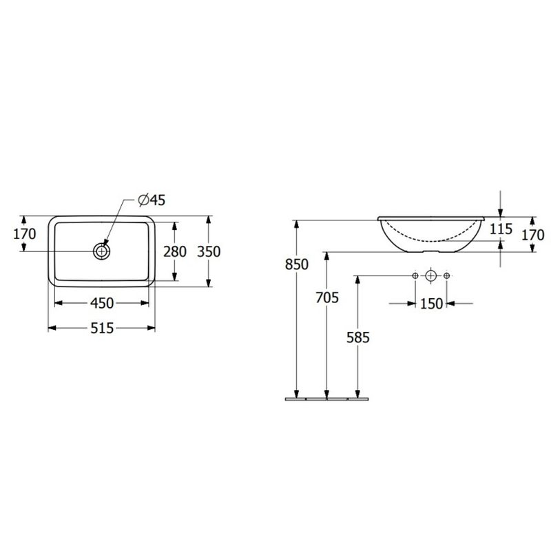 Раковина, Villeroy&Boch, Loop&Friends, шгв 510*340*165, отверстия для смесителя-отсутствуют, цвет-альпийский белый (белый Alpin)