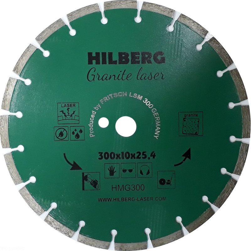 Диск алмазный отрезной 300*25,4*10 Hilberg Гранит Лазер Hilberg HMG300