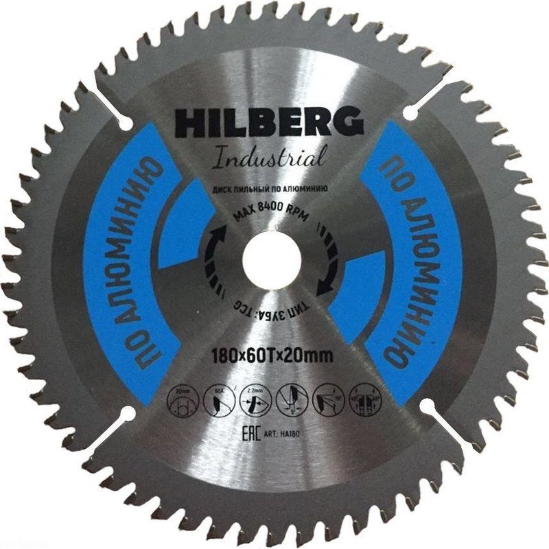 Диск пильный Hilberg Industrial Алюминий 180*20*60Т Hilberg HA180