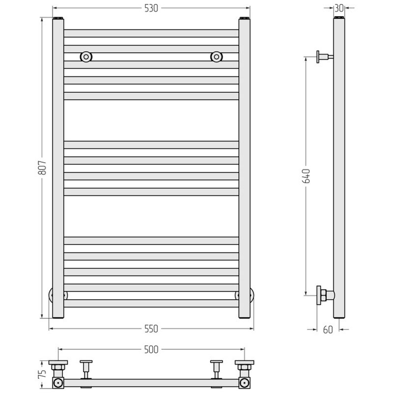 Полотенцесушитель, Сунержа, Модус, шгв 550*75*807, цвет-белый матовый