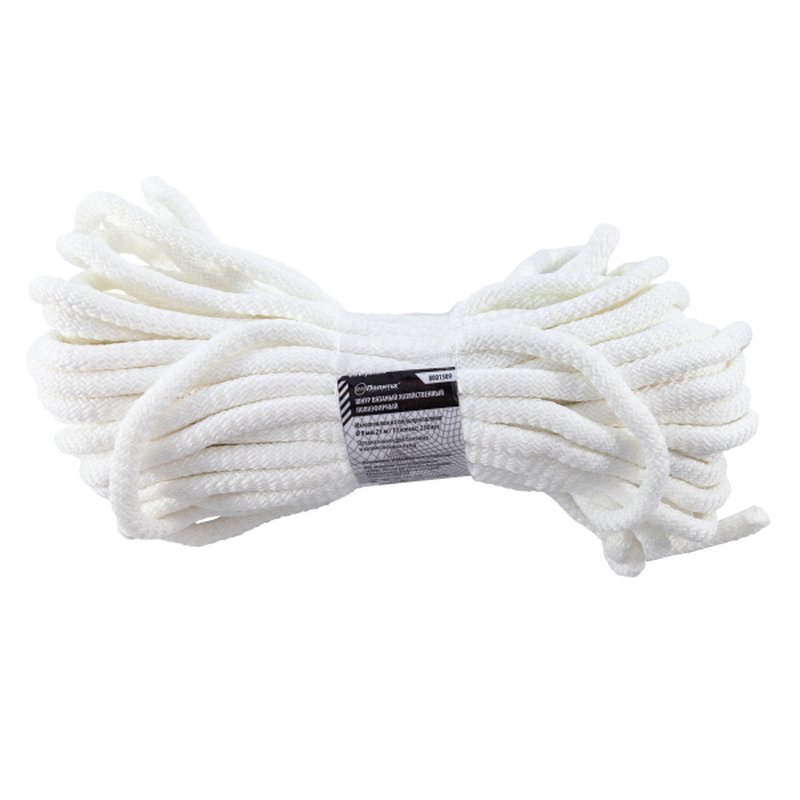 Шнур вязаный хозяйственный полиэфирый Ф9 мм (25 м) 11 ктекс; 230 кгс Политех Инструмент Инструмент 8001309