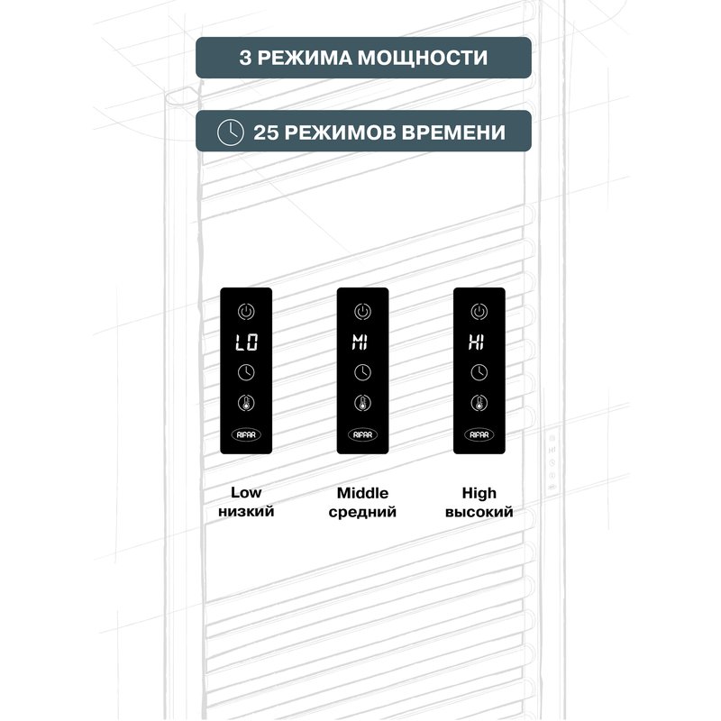 Полотенцесушитель, , D-Line, шгв 600*32*1500, электрический, цвет-белый Rifar DL-150-60-W