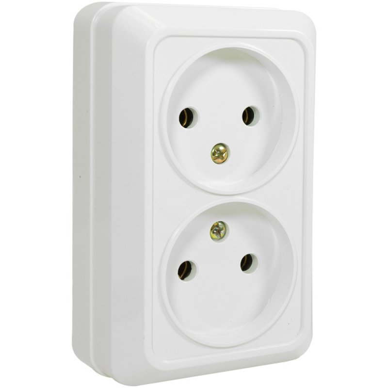 Розетка 2 гнезда (б/з) О/У. белый Jilion 9533444