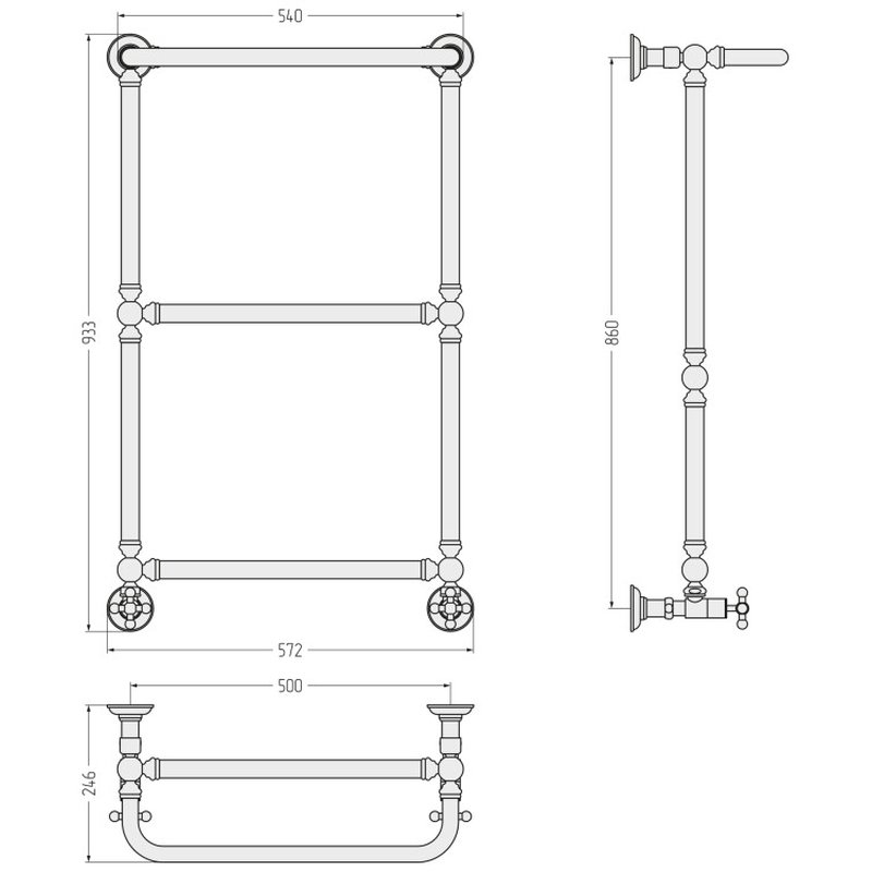 Полотенцесушитель, Сунержа, Ренессанс 1386, шгв 572*246*933, нижнее, цвет-золото
