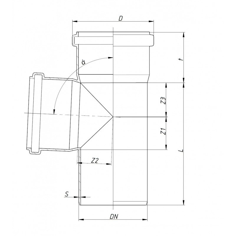 Тройник Ostendorf для внутренней канализации HTEA 50/50х87° (112400) Rus