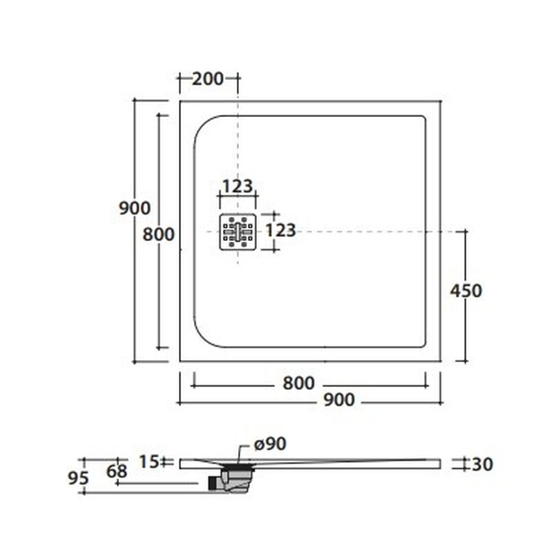 Душевой поддон, Globo DOCCIAPIETRA шгв 900*900*30 с антислипом BATAFORM цвет-белый DP09090501