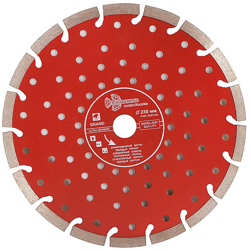 Диск алмазный отрезной 230*22,23 Сегментный серия Grand hot press Trio-Diamond GUS726