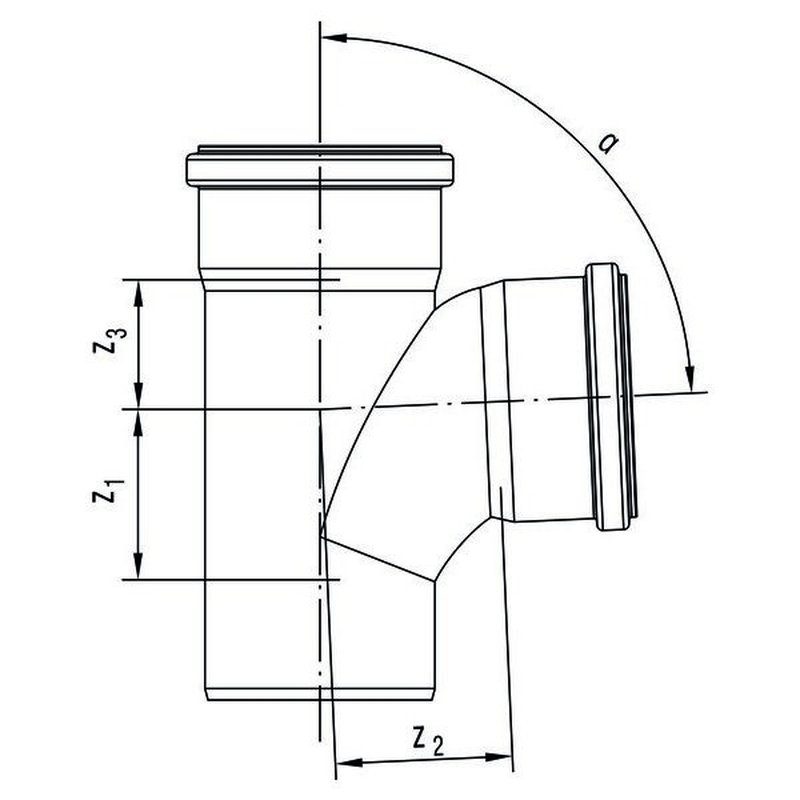 Тройник 110/110/87° max flow (гидравл. оптимизированный радиус изгиба) REHAU 11230051001