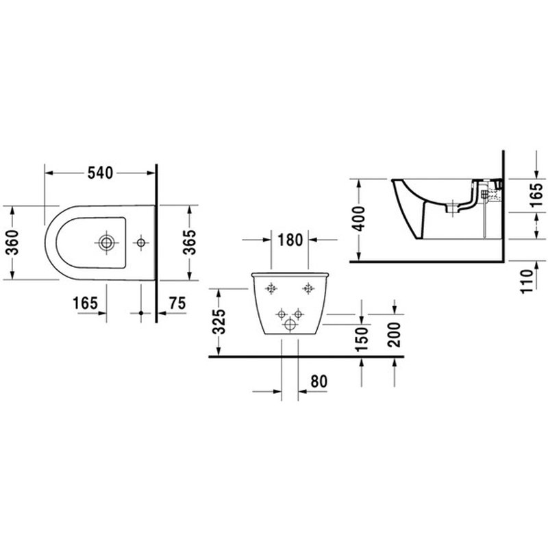 Биде подвесное, Duravit, Darling New, шгв 370*540*290, цвет-белый