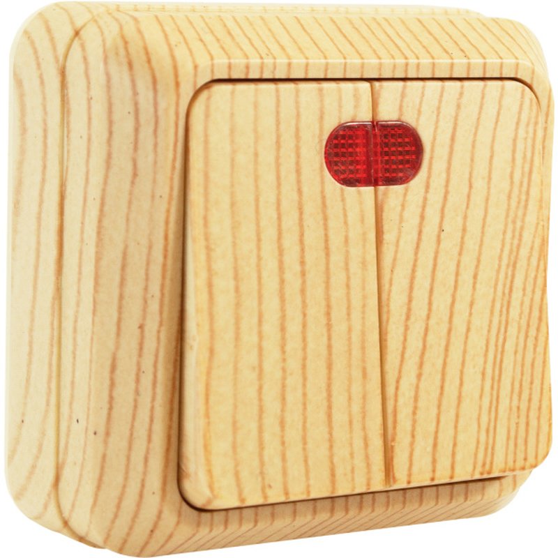 Выключатель двухклавишный с подсветкой О/У. дуб Jilion 9533468