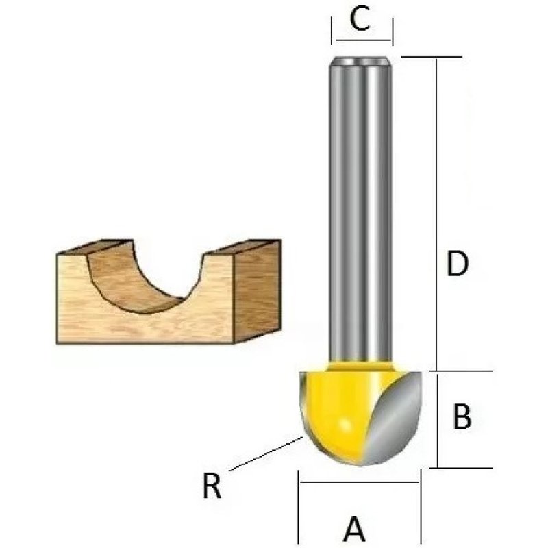 Фреза галтельная (16х12х38 мм; хвостовик 12 мм; 2 лезвия) Makita D-10833