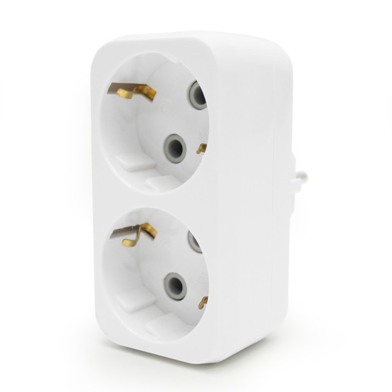 Разветвитель электрический евро (с заземлением), 2 гнезда, линия, 16А. белый Jilion 9533878