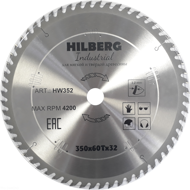 Диск пильный Hilberg Industrial Дерево 350*32*60Т Hilberg HW352