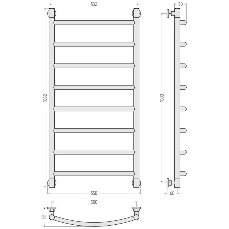 Полотенцесушитель, Сунержа, Галант+, шгв 550*114*1062, цвет-шампань