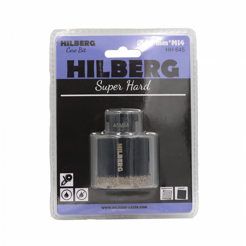 Коронка алмазная 45 мм Hilberg Super Hard M14 Hilberg HH645