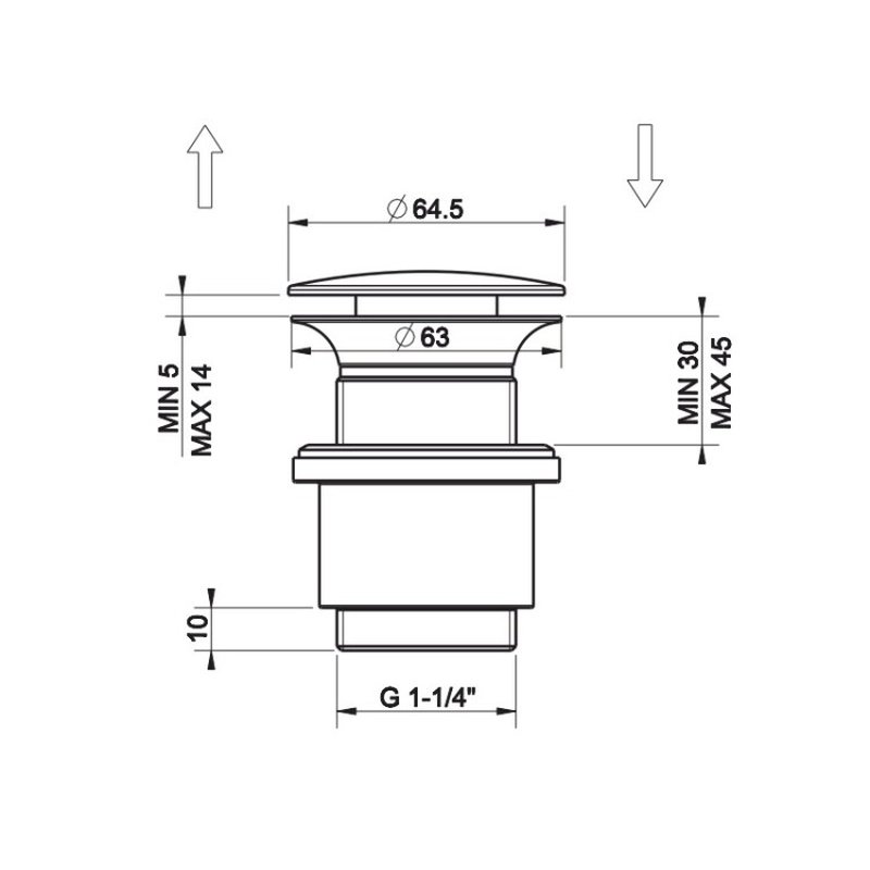 Донный клапан, Gessi, Technical Accessories, 1 1/4", диаметр, мм-63,5, для раковины, цвет-хром