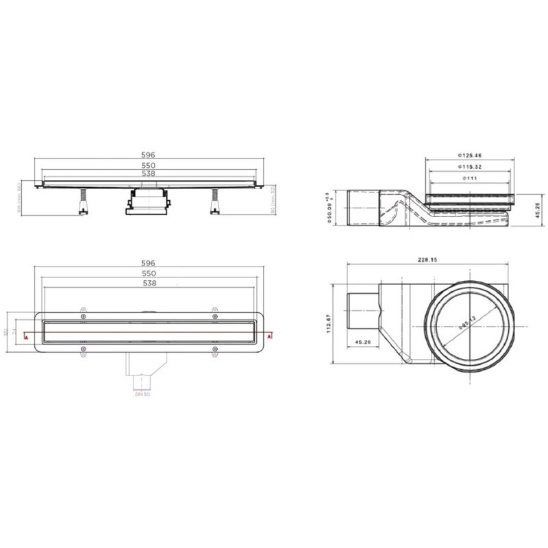 Душевой лоток, , Net Line, шдв 120*650*105, цвет-хром матовый Bettoserb 13702517