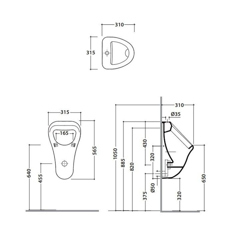 Писсуар, Globo, Milos, шгв 315*310*565, цвет-белый