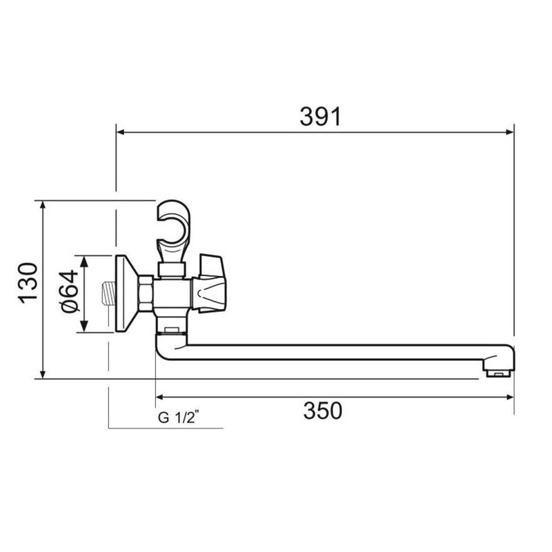 Смеситель для ванны с душем РМС SL116-140 универсальный Хром