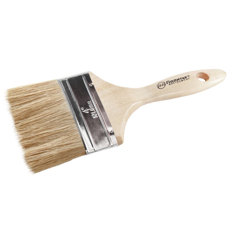 Кисть-флейц, светлая щетина 4" (100 мм) ЛЮКС Политех Инструмент Инструмент 1505040