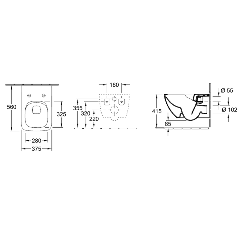 Унитаз, Villeroy&Boch, Venticello, подвесной, шгв 375*560*330, цвет-альпийский белый