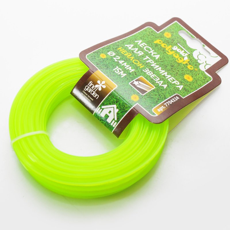 Леска для триммера Gold  "звезда" 2,4мм*15м Polyagro 7704324