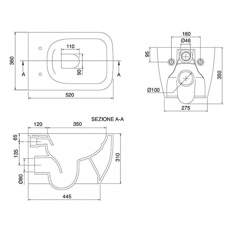 Унитаз, , Teorema 2.0, подвесной, шгв 360*520*350, BIOKER, цвет-Lava Scarabeo 5126/CL 37 BK