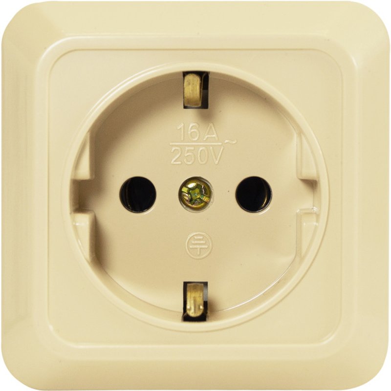 Розетка 1 гнездо (с/з) О/У. бежевый Jilion 9533431