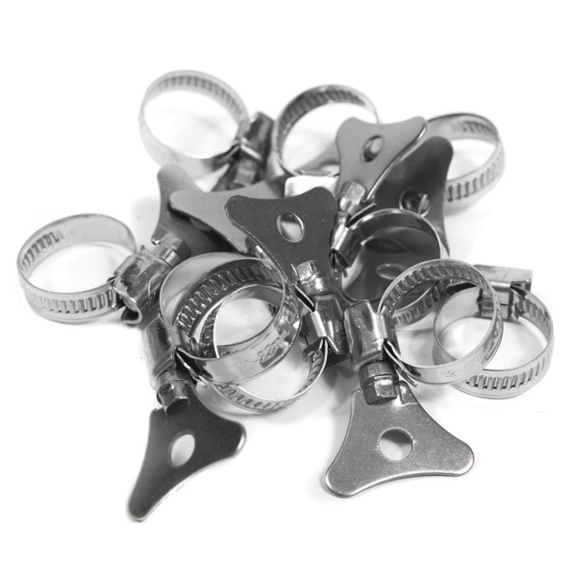 Хомуты червячные накатные с металлическим ключом, нерж. сталь, 10 шт./уп., 12-22 мм Политех Инструмент Инструмент 3205122