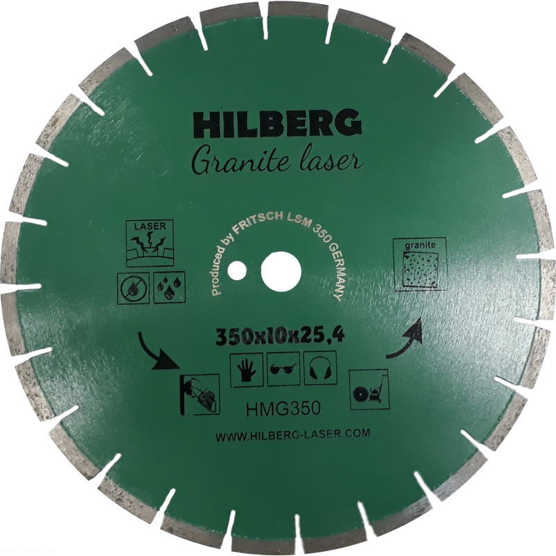 Диск алмазный отрезной 350*25,4*10 Hilberg Гранит Лазер Hilberg HMG350