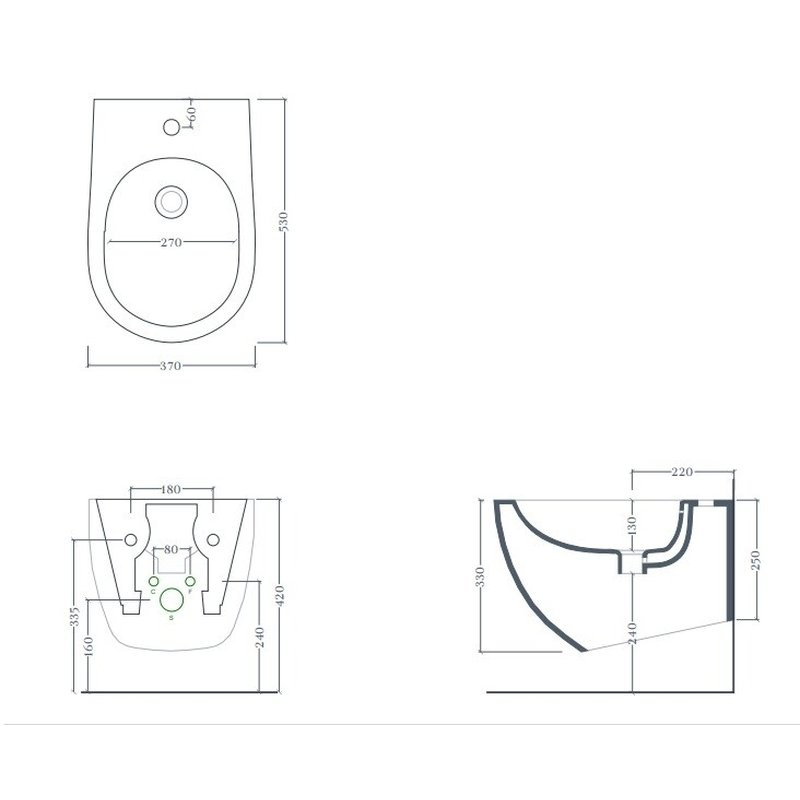 Биде, Artceram File 2.0 подвесной шгв 370*520*330 Saniglaze цвет-черный матовый FLB0031700