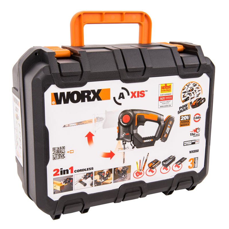 Лобзик аккумуляторный-сабельная пила WORX Axis WX550