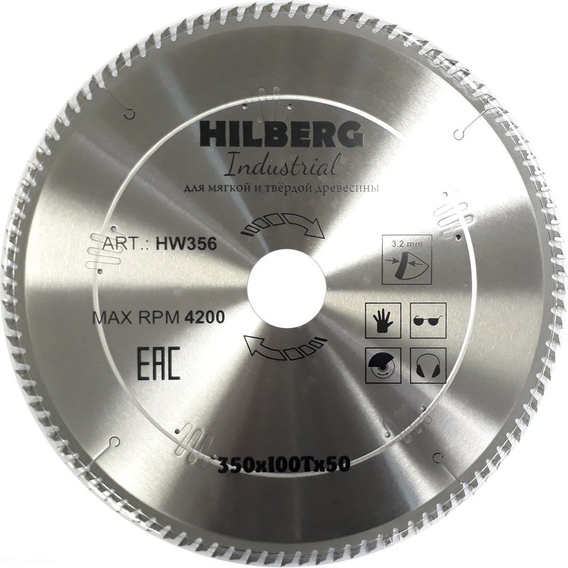 Диск пильный Hilberg Industrial Дерево 350*50*100Т Hilberg HW356