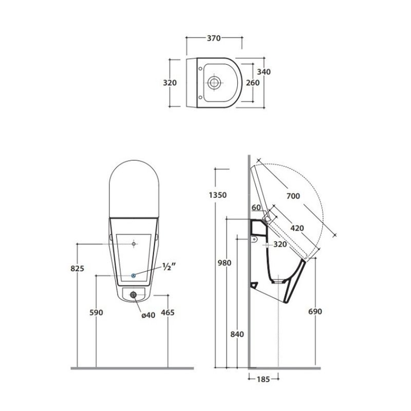 Писсуар, , FORTY3, шгв 340*370*570, CERASLIDE, BATAFORM, цвет-белый Globo FO030BI