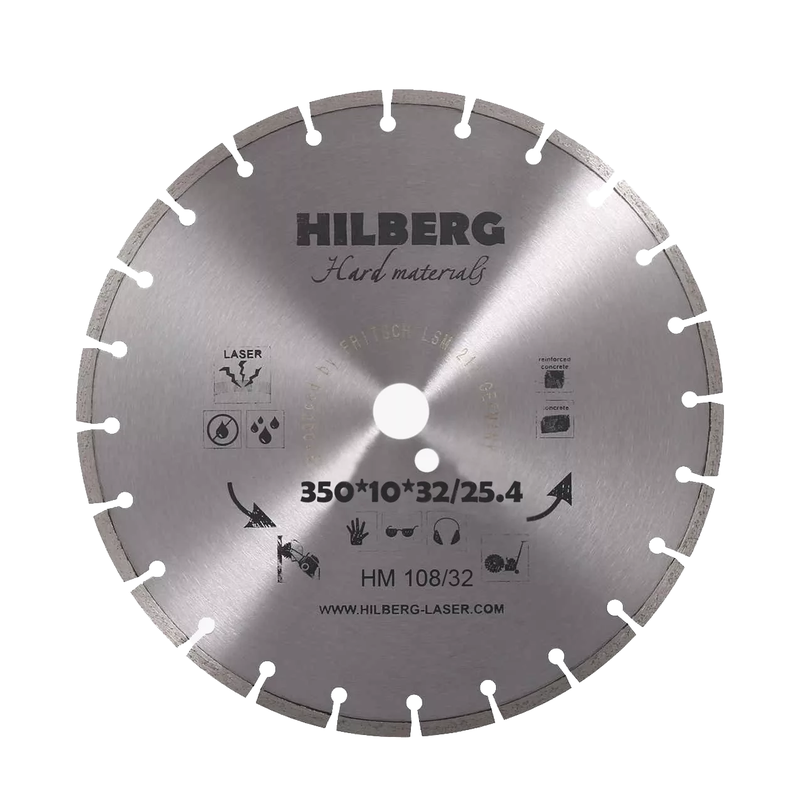 Диск алмазный отрезной 350*32/25,4*12 Hilberg Hard Materials Лазер Hilberg HM108/32