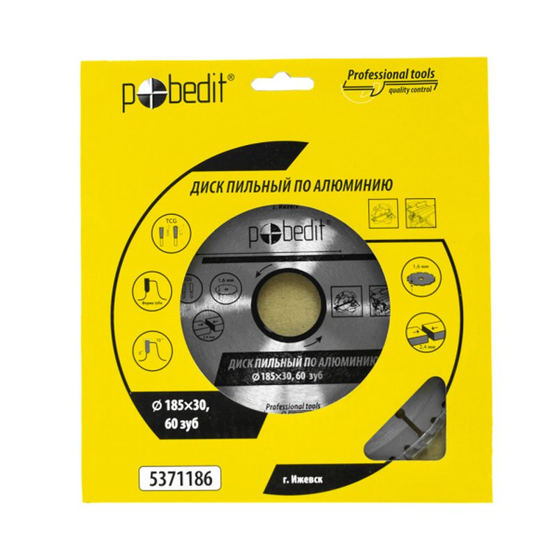 Диск пильный по алюминию 185x30x60 зуб Pobedit Pobedit 5371186