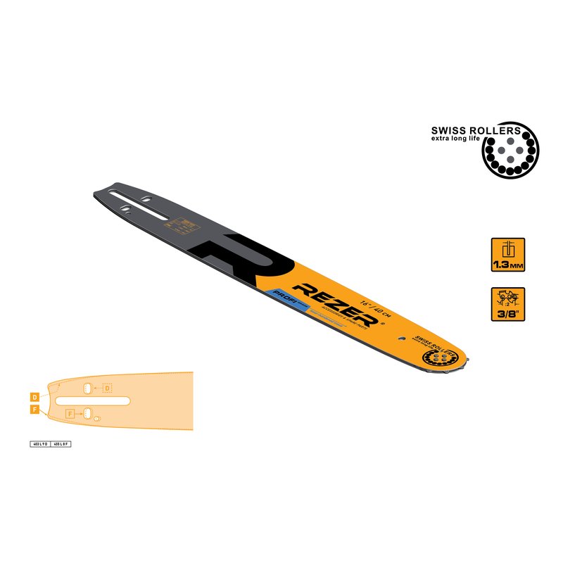 Шина сварная многослойная 403 L 9 D (40 см; 1.3 мм; 3/8") для бензопил Carver 38-16, Forward, Patriot, BGT 16 Rezer 03.016.00008