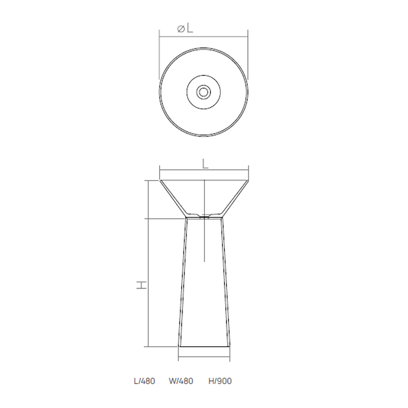 Раковина, , Pedestal Basin, шгв 480*480*900, отверстия для смесителя-отсутствуют, цвет-Sunset DEA Design DD2022 480 R1