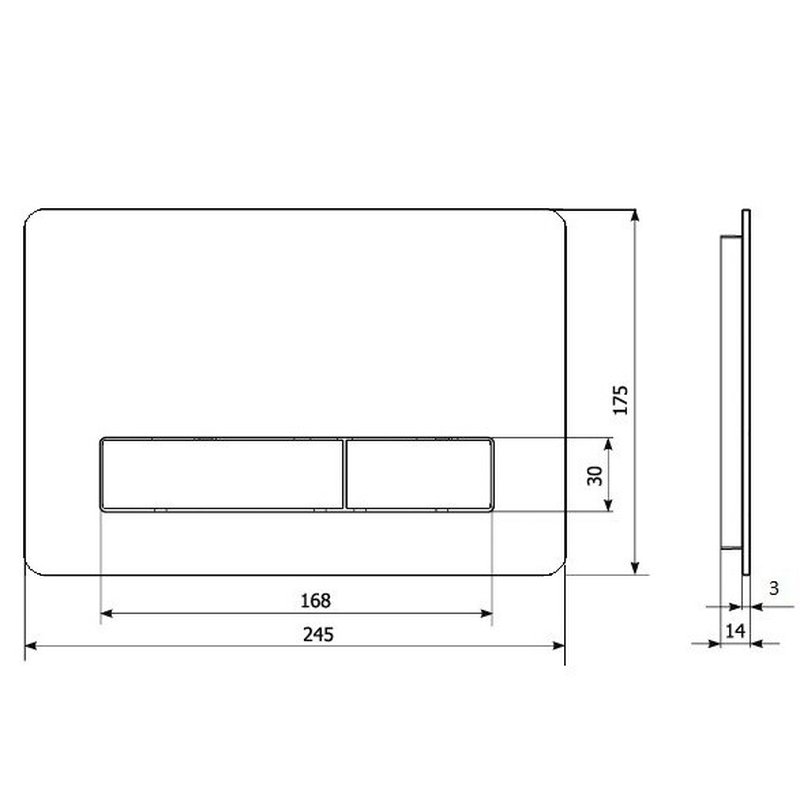 Клавиша смыва, Elsen, E01, для унитаза, шгв 245*14*175, нержавеющая сталь, цвет-inox
